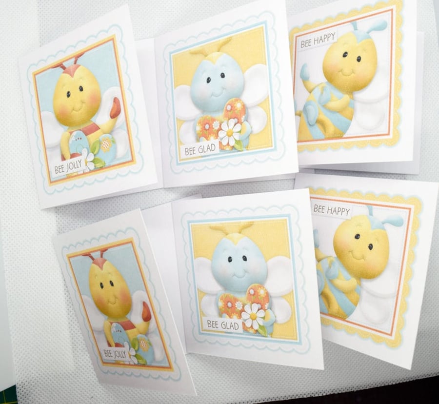 6 Bees Knees 3x3 Inch Blank Mini Note Cards with Daisy Envelopes