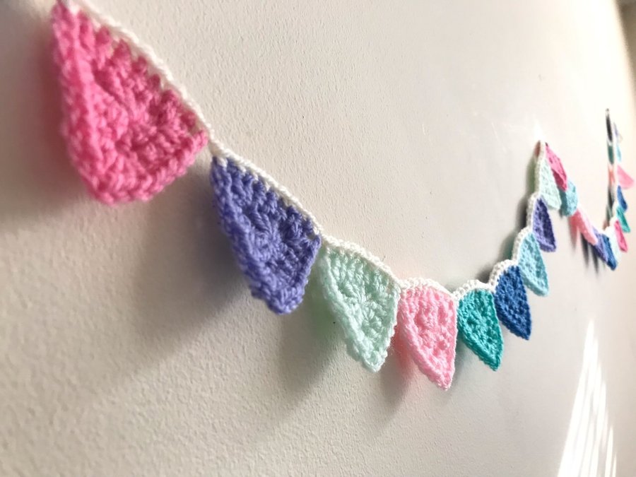 Image of Crochet mini triangle handmade bunting decorative garland