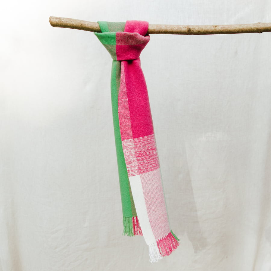 Hand Woven Lambswool Scarf - Radish