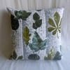 1960s vintage leaf patterned barkcloth cushion cover