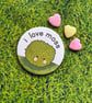 Handmade I love Moss Pin Badge 58m - Marimo Mossball - Houseplant - Nature 