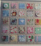 A Little Quilt hand-stitched framed original, vintage fabrics, tiny MOP buttons - Image 1