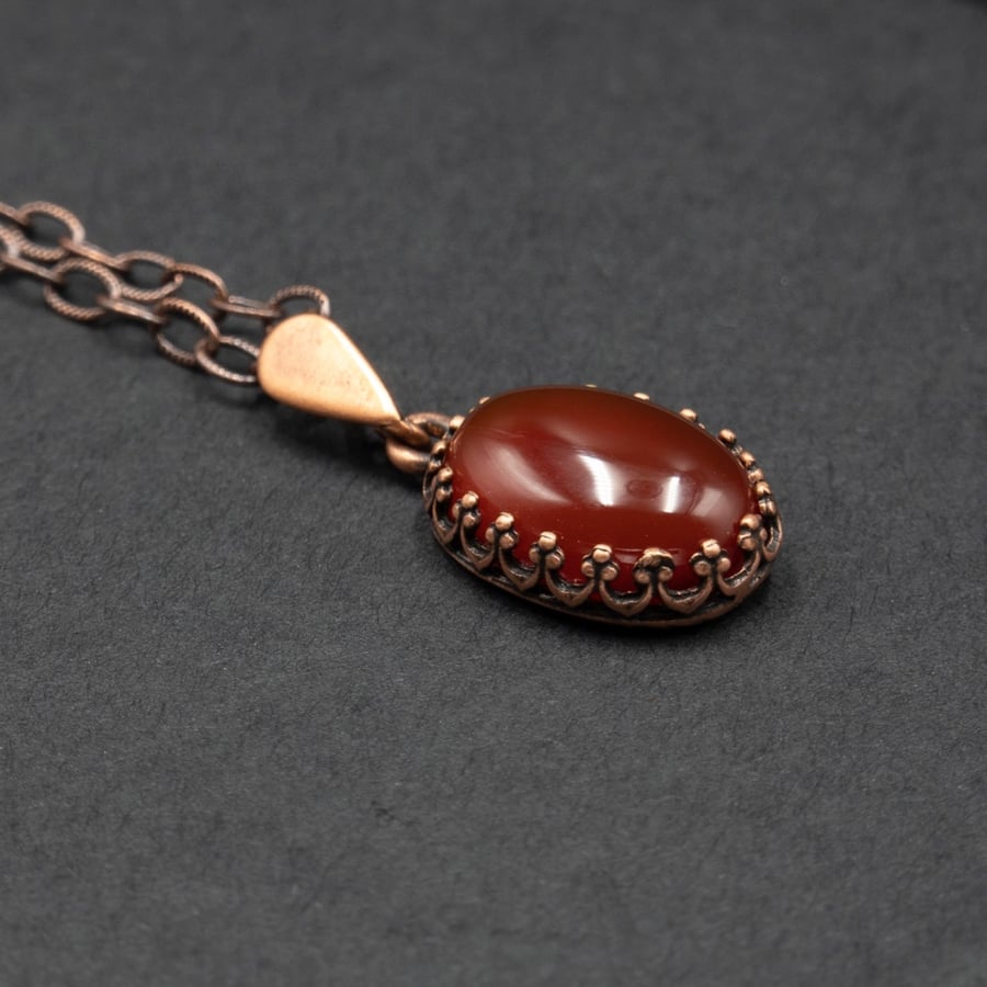  Carnelian and copper pendant necklace,  Leo, Virgo jewelry