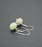 lampwork glass green spot earrings