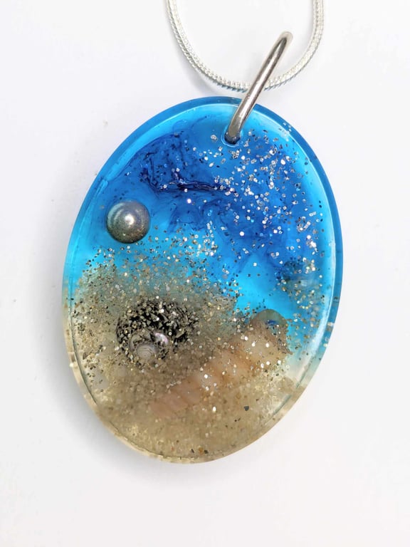 Beach Resin Pendant With Sand & Tiny Stones