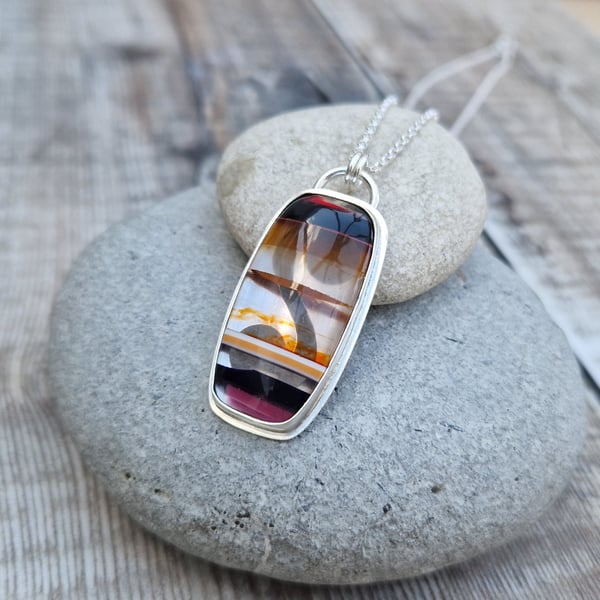 Sterling Silver and Surfite Rectangle Necklace Pendant