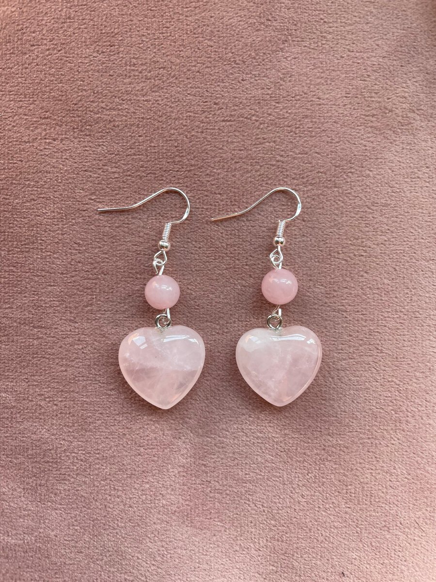 Rose Quartz Heart Earrings Rose Quartz Heart Earrings