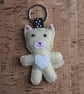 Cat Cream & White Felt Keyring-Bag Charm. - Image 1