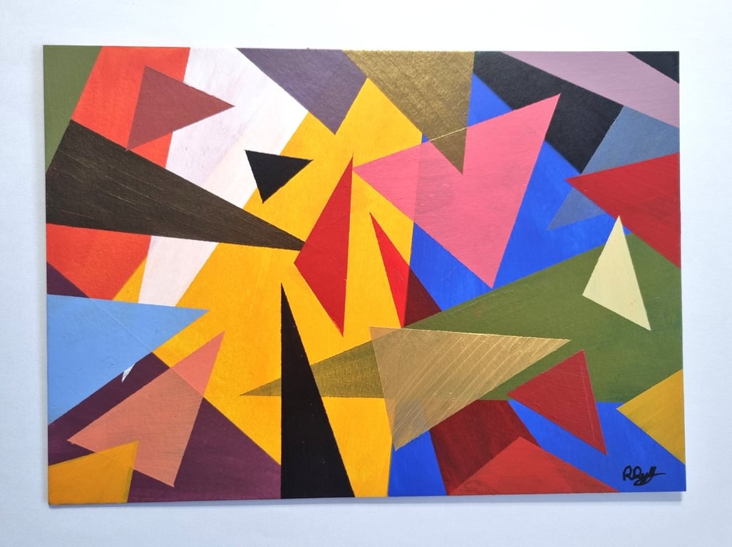 Colourful Abstract Geometric Shards Original Acrylic Painting