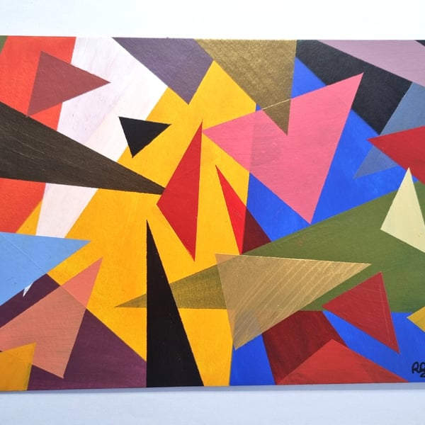 Colourful Abstract Geometric Shards Original Acrylic Painting