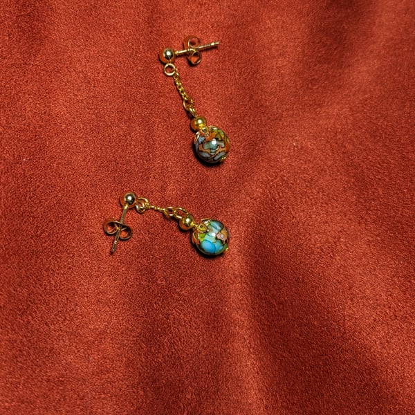 Glass bead stud earrings