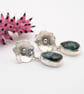 Emerald and silver flower earrings, Gemstone dangle earrings - Image 6