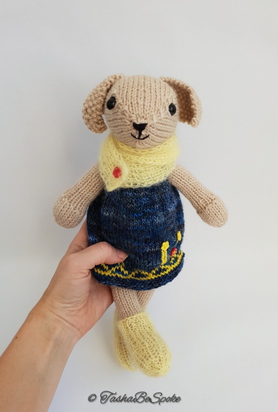 Nursery room décor, Handmade knitted bunny doll