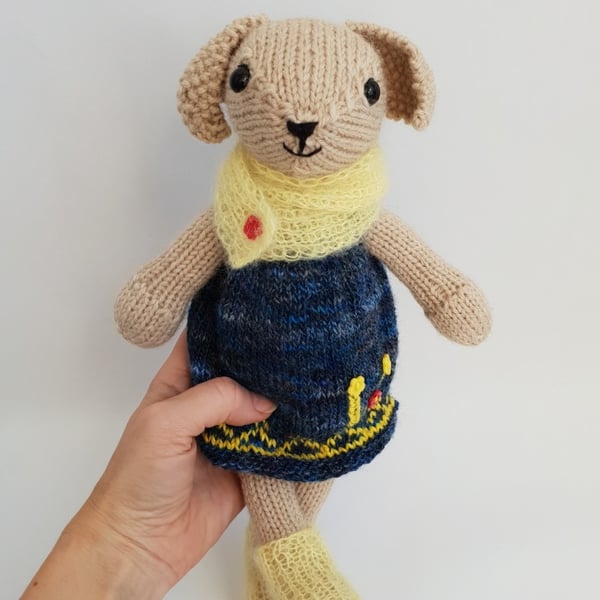Nursery room décor, Handmade knitted bunny doll