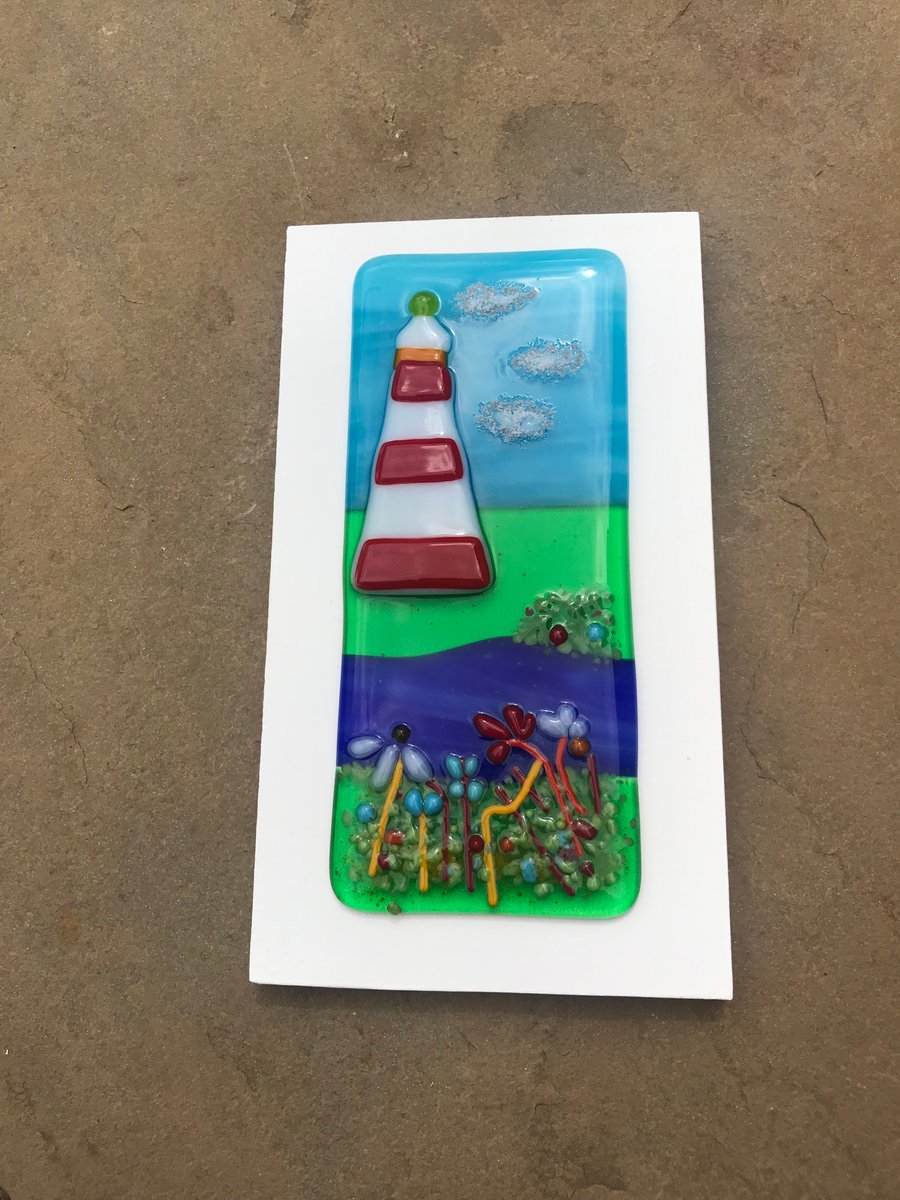 Smeatons tower fused glass wall hanging