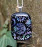 Handmade Purple Green Steampunk gears Dichroic Pendant Necklace SKU F41