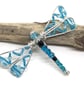Silver Dragonfly Brooch, With Blue Crystals - Image 5