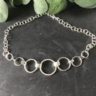 Unique Sterling Silver Circles Textured Necklace