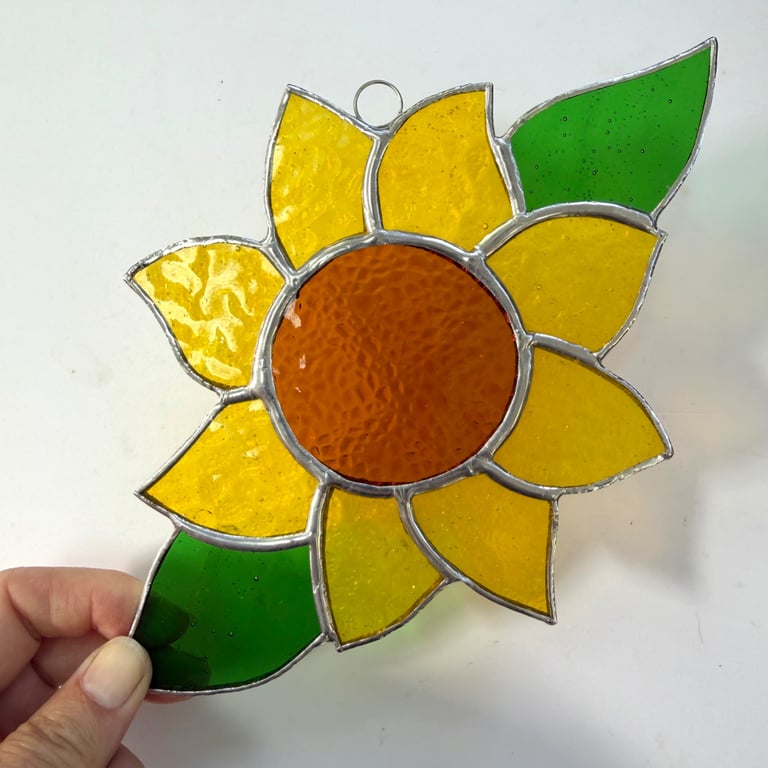 Stained  Glass Sunflower Suncatcher - Handmade Window Decoration