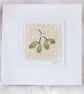 HAND EMBROIDERED MISTLETOE CARD WINTER CHRISTMAS