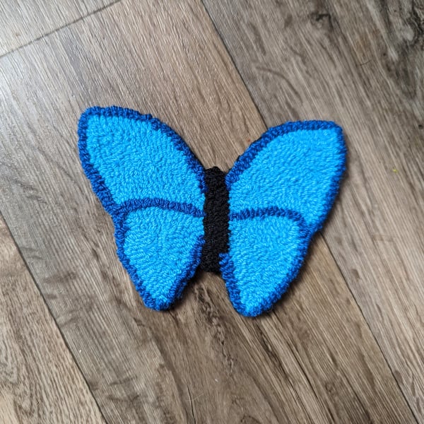 Blue Butterfly Mug Rug or Decoration