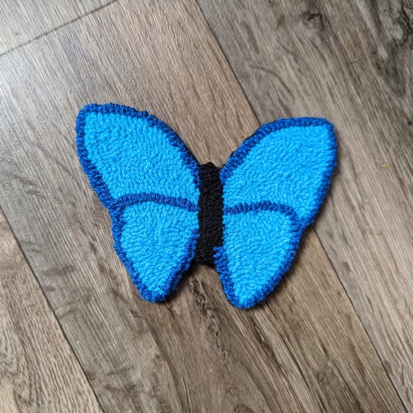 Blue Butterfly Mug Rug or Decoration