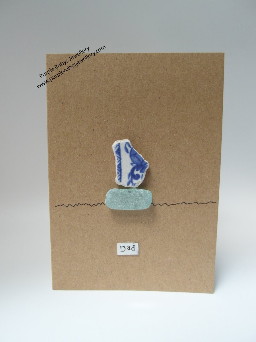 Blue Pottery Ship Dad Fathers Day Card C099
