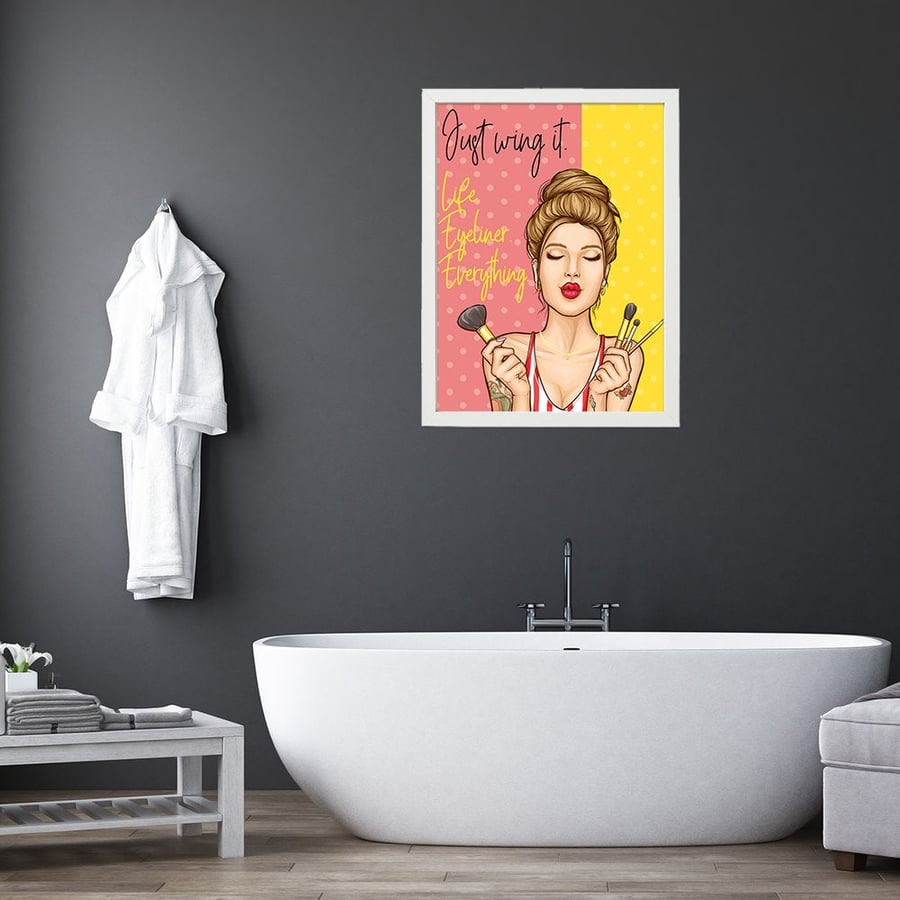 Just wing it pop art style bathroom print