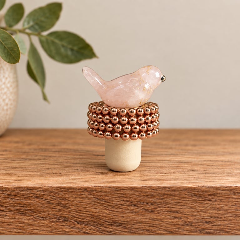 Rose Gold Beaded Bird Wine Stopper