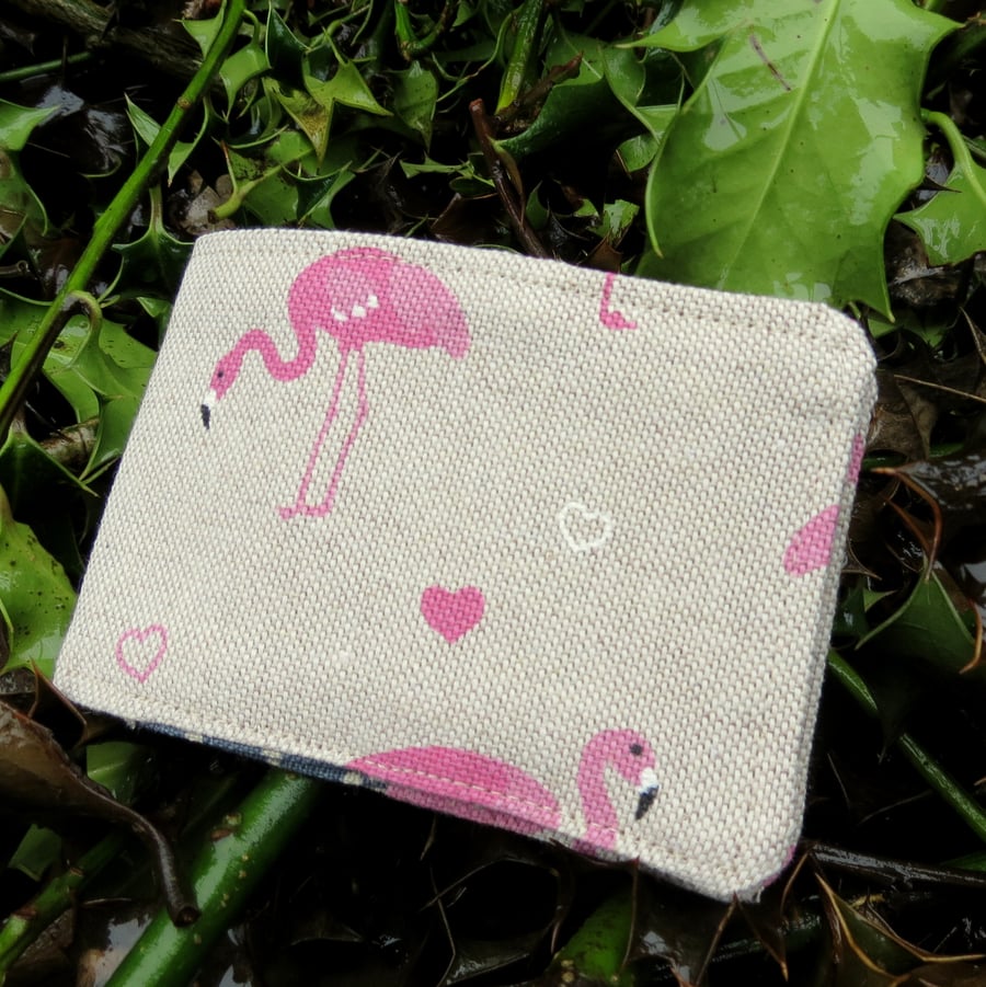  Travel card holder. Oyster card wallet.  Flamingos design.