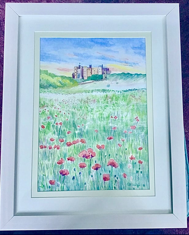 Original Painting, Bamburgh Castle, Northumberland, Watercolour, Framed Painting