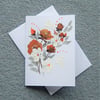 hand painted floral greetings card ( ref F 125 )
