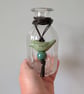 Green ceramic bird pendant on dark brown leather cord - Image 1