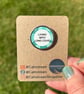 Living With Long Covid Pin Badge Mint Green Design Stainless Steel 25 mm