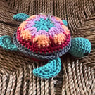 Handmade Turtle Crochet Bag Charm - Magenta, Lilac, Orange & Teal