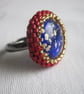 A Red and Gold Ring with a Blue and Gold Centre - Image 2