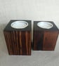 Set of 2 Wooden Tealight Holders - Dark Oak Finish Upcycled Pallet Wood - Image 3