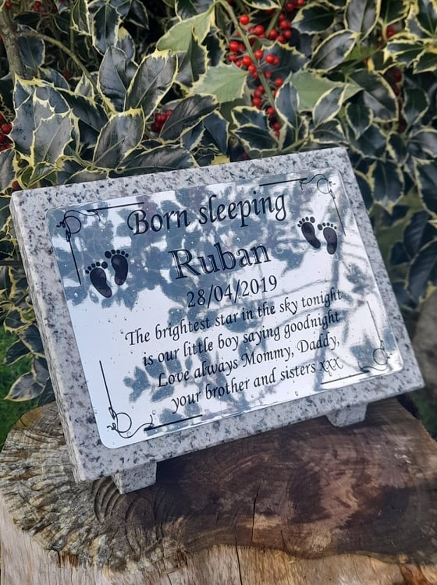 Baby Memorial Plaque Stone Infant Granite Grave Marker Baby Cemetery Headstone