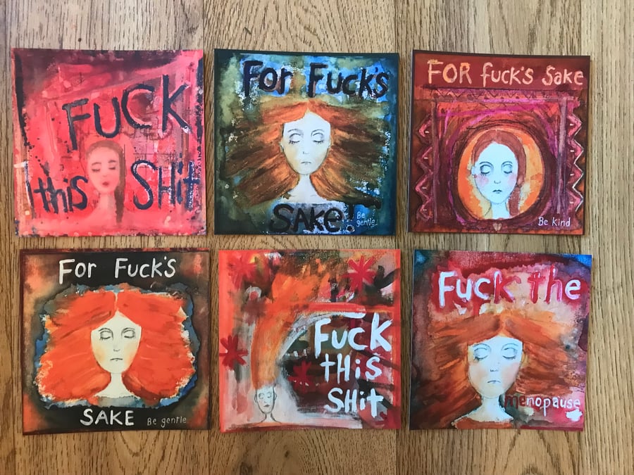 Set of 6 sweary postacards