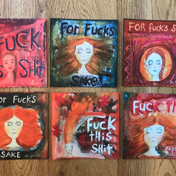 Set of 6 sweary postacards
