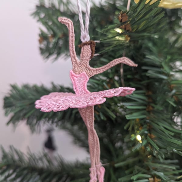 Embroidered Ballerina Ornament: Lacey Hanging Dancer Decoration