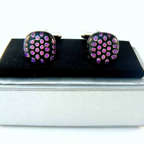 Polka Dot Glass Cuff Links