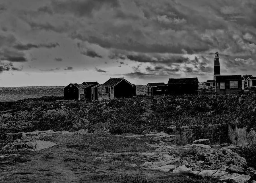 Black and White Print Portland Bill, Dorset Picture