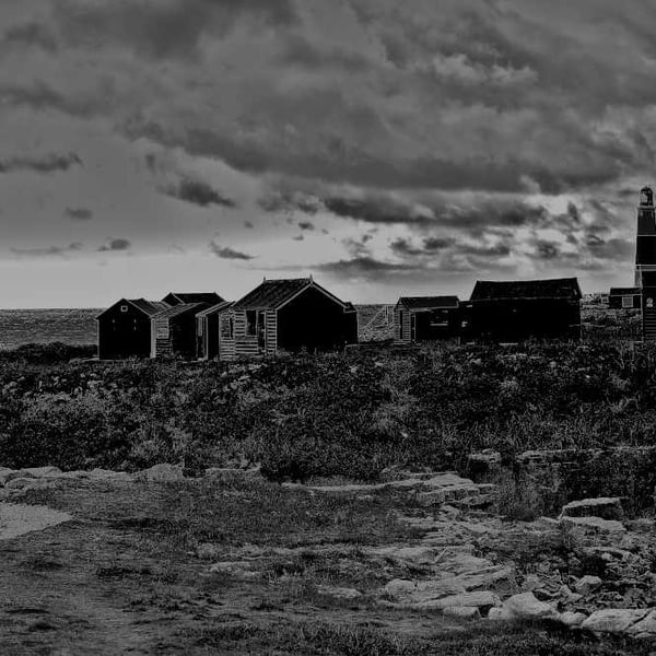 Black and White Print Portland Bill, Dorset Picture