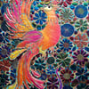 Summer Seconds Fire Phoenix Textile Art 50cms x 40cms