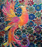 Summer Seconds Fire Phoenix Textile Art 50cms x 40cms