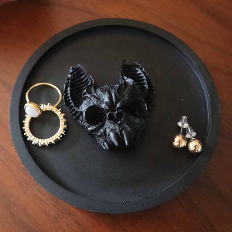Black Vampire Bat Skull Gothic Trinket Tray Gothic Home Accessories Jewellery