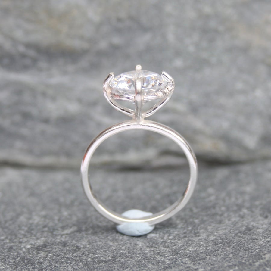 Silver diamond statement ring
