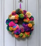 Wool Pompom Wreath, Mixed Colours, Eclectic Bohemian Interiors, Maximalism. - Image 8