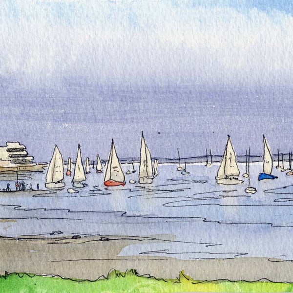 Burnham-on-Crouch from the Marina No1 Original Watercolour